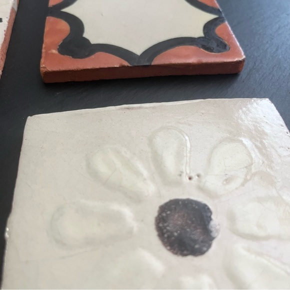 Mexican Hand Painted Terra-Cotta Talavera Vintage Tiles Set of 4 - Picture 7 of 14